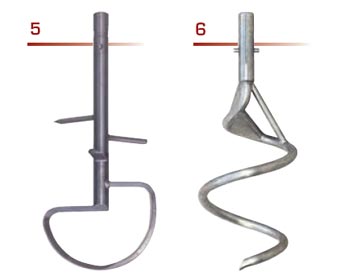 5. Spade cutting tool 6. Elevating spiral tool